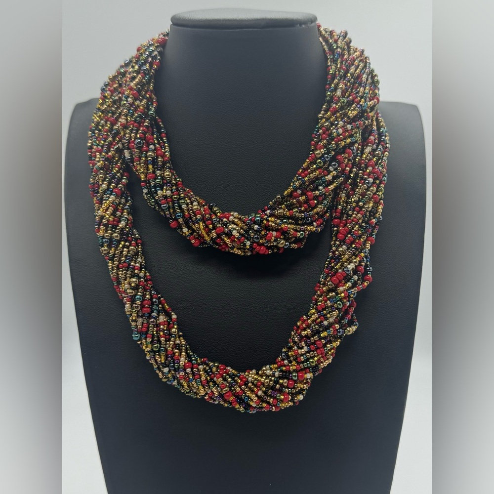Vintage Joan Rivers Czech Republic 24 Strand Glass Seaded Bead Necklace 36 Inch